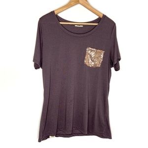 🌵Cheeky Purple Top with Sequin Pocket Size XL